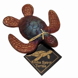 Raku Pottery Ben Diller Signed Iridescent Sea Turtle Figure